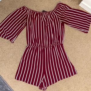 Maroon Off-the-Shoulder Romper